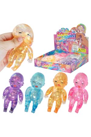 Sleepy Baby Glitter Maltose Putty Filled Squishy - 4 Inch