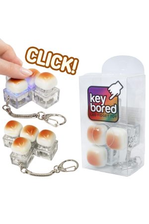 Mini Bread Bun LED Light-Up Clicky Keycap Fidget Keychain