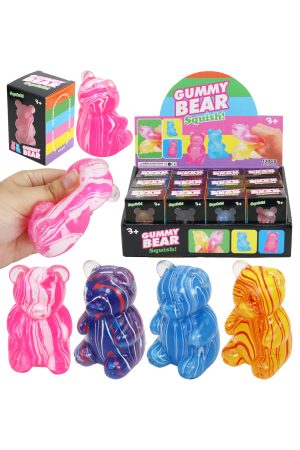 Marbled Teddy Bear Thick Maltose Putty Filled Squishy