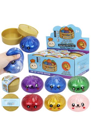 Fine Glitter Bao Bun Dumpling Jelly Slime Filled Squishy