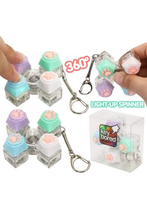 Animal Paw Light-Up Clicky Keycap Fidget Spinner Keychain