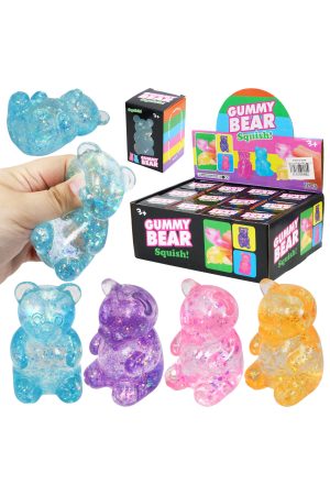 Glittery Teddy Bear Thick Maltose Putty Filled Squishy