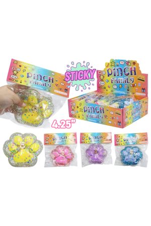 BIG Glittery Animal Paw Mochi Sticky Squishy Bag - 4.25 Inch