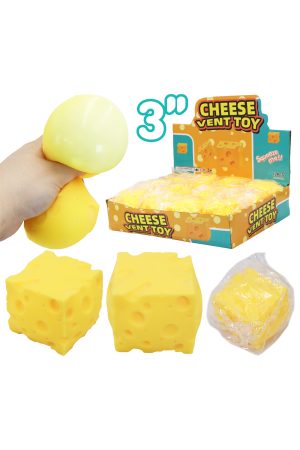 Cheese Cube Fluffy Slime Filled TPR Squishy Toy - 3 Inch