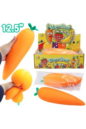 JUMBO Carrot Fluffy Slime Filled Squishy - 12.5 Inch