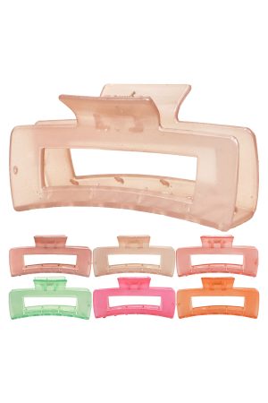 Pastel Jelly Clear Rectangular Block Hair Claw