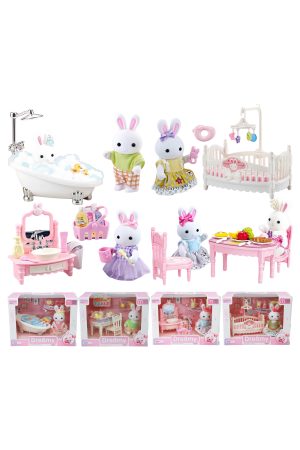 Mini Bunny Rabbit Play House Variety Pretend Play Set