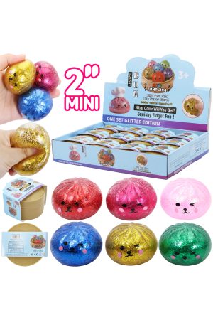 Mini Puppy Dumpling Glitter Water Bead Squishy - 2 Inch
