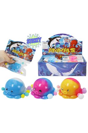 Two-Tone Baby Octopus Sticky Mochi Pom Pom Squishy Bag