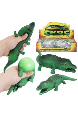 8 Inch Green Crocodile Fluffy Slime Filled TPR Squishy