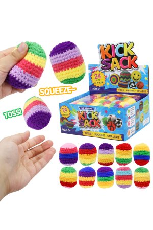 Multitone Striped Crochet Knitted Bean Filled Foot Bag