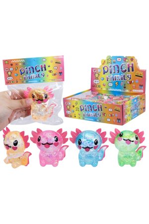 Cute Axolotl Glittery Maltose Putty Filled Squishy Bag
