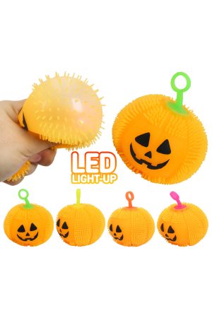Halloween Pumpkin Spiky Puffer LED Squishy Ball