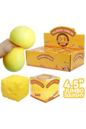 JUMBO Cheese Cube Slime Filled Squishy Toy - 4.5 Inch