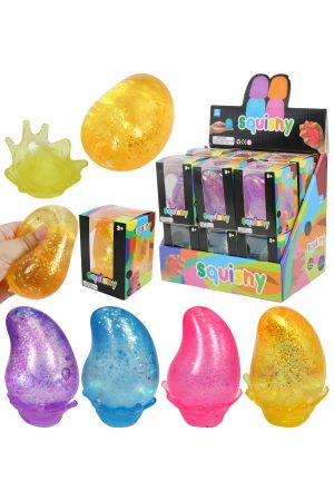 Tear Drop Glittery Maltose Putty Filled Squishy w/ Stand