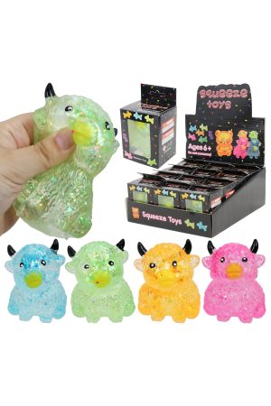 Highland Cow Glitter Maltose Putty Slime Filled Squishy Toy