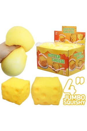 JUMBO Cheese Cube Slime Filled Squishy Toy - Bag