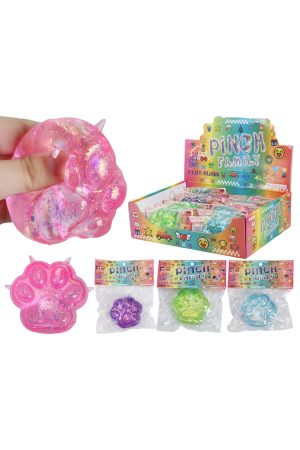 Kitty Cat Paw Glittery Maltose Putty Filled Squishy Toy Bag