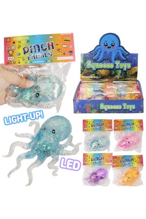 LED Light-Up Octopus Glittery Maltose Putty Squishy Bag
