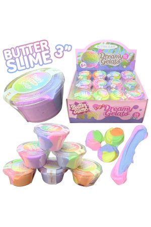 Colorful 3-Tone Butter Matte Slime Mini Cup - 36 Count