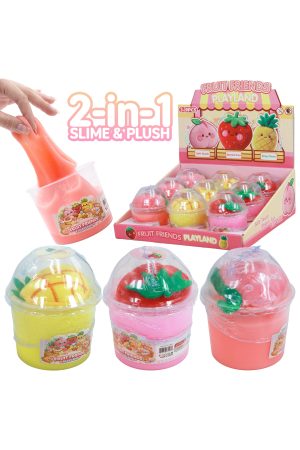 Fruit 2-in-1 Gel Slime and Fuzzy Plush Toy Cup - 9 Count