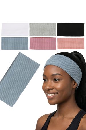 Ribbed Solid Color Wide Elastic Head Band Wrap
