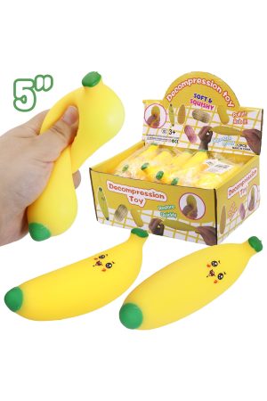 Cute Yellow Banana Fluffy Slime Filled TPR Squishy Toy