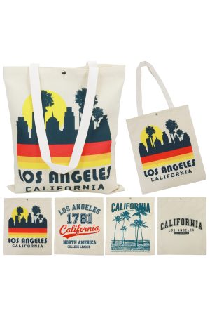 Los Angeles California Variety Snap Button Canvas Tote Bag