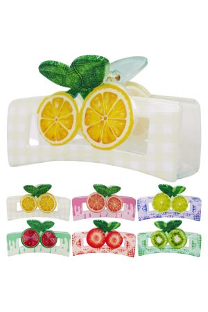 Whimsical Fruits Clear Hollow-Out Block Fashion Hair Claw