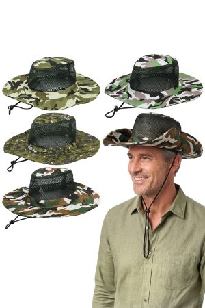 Assorted Variety Camo Mesh Fisherman Boonie Bucket Hat