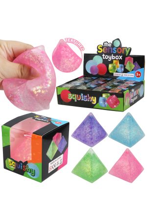 Textured Glittery Pyramid Thick Maltose Putty Filled Squishy