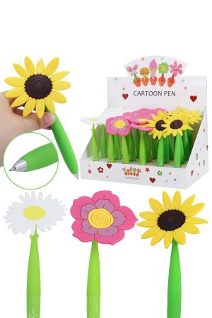 Assorted Flower Topper Novelty Ballpoint Pen