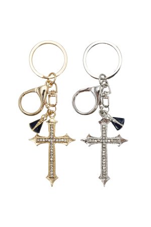 Cross Bling Rhinestone Metal Alloy Keychain