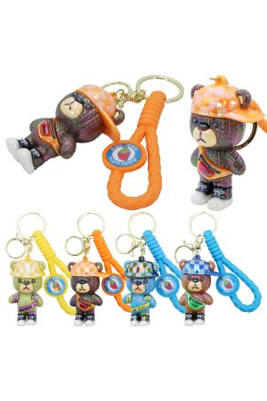 Stylish Bear Iridescent Charm Key Chain Lanyard