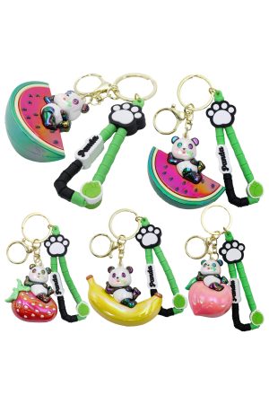 Iridescent Panda Fruit Variety 3D Charm Key Chain Lanyard