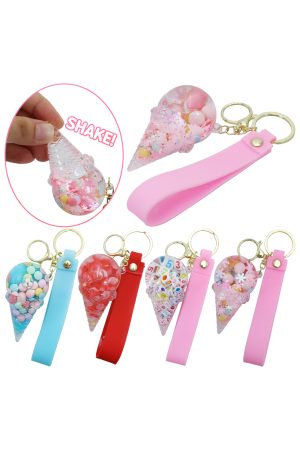 Ice Cream Cone Water Shaker Charm Key Chain Lanyard