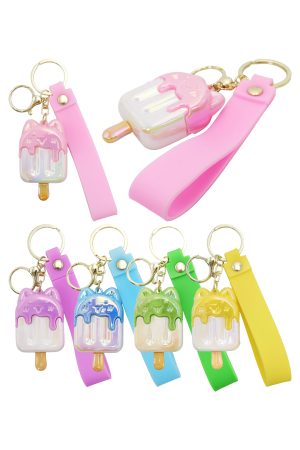 Kitty Cat Popsicle Iridescent Charm Key Chain Lanyard