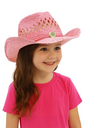 Kids Monochrome Straw Cowboy Hat