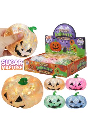 Halloween Jack-o-Lantern Pumpkin Glittery Maltose Squishy