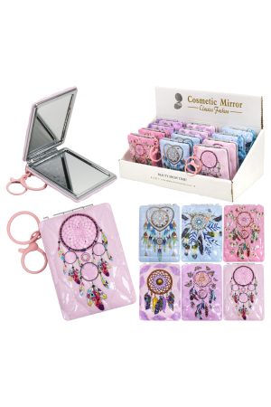 Dreamcatcher Puffy Quilt Textured Compact Mirror Key Chain