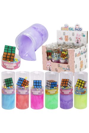 Mini Rubik's Cube Foam Beads Shimmery Gel Slime Jar