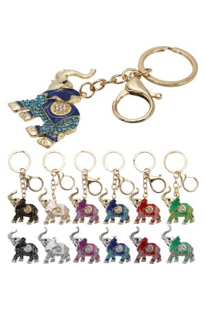 Colorful Lucky Elephant Bling Rhinestone Key Chain