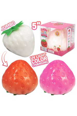 JUMBO Strawberry UV Light Changing Slime Filled Squishy