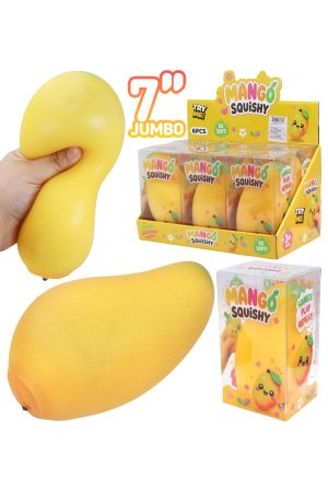 JUMBO 7 Inch Yellow Mango Fluffy Slime Filled TPR Squishy