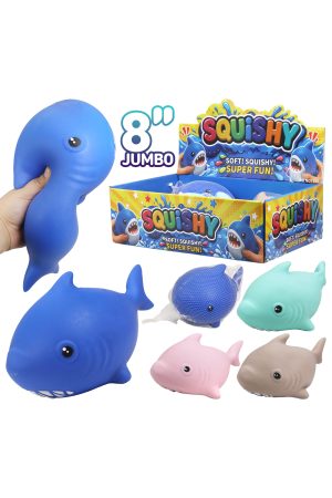 JUMBO 8 Inch Chubby Shark Fluffy Slime Filled TPR Squishy