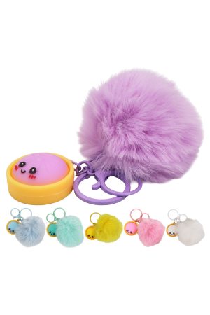 Bao Bun Dumpling Fuzzy Pom Pom Charm Key Chain