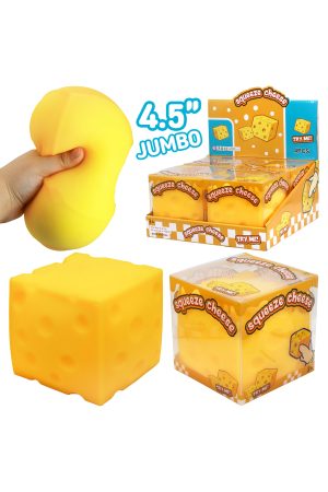 JUMBO 4.5 Inch Cheese Cube Fluffy Slime Filled Squishy Toy