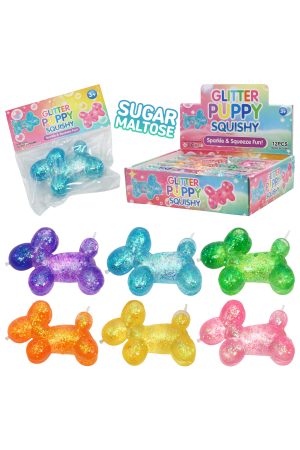 Balloon Dog Glittery Maltose Thick Putty Filled Squishy Bag