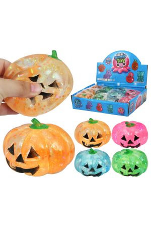 Smiling Jack-o-Lantern Pumpkin Glittery Maltose Squishy