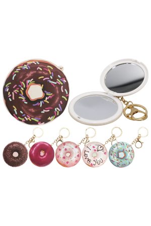 Cute Donut Compact Mirror Key Chain